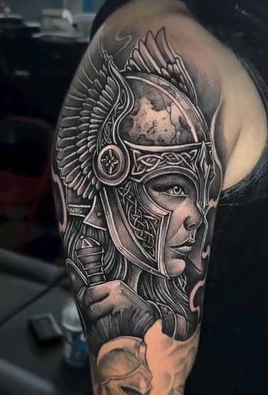 Valkyrie warrior sleeve tattoo